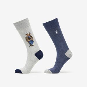 Polo Ralph Lauren Wester Bear Socks 2-Pack Grey/ Blue kép