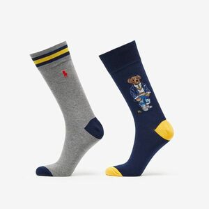 Polo Ralph Lauren Preppy Bear Socks 2-Pack Grey/ Navy kép