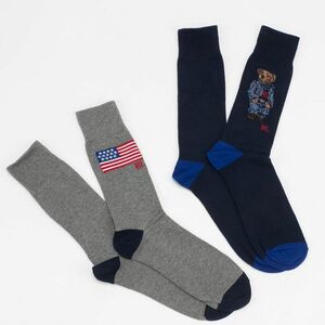 Polo Ralph Lauren Bear Crew Socks 2-Pack Navy/ Melange Grey kép
