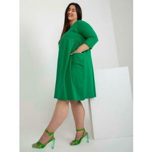 Női hosszabbított plus size pamut ruha AUDREE zöld kép