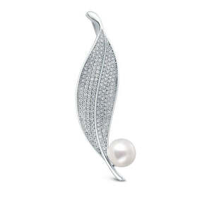 JwL Luxury Pearls JwL Luxury Pearls Fényes gyöngy bross levél JL0701 kép
