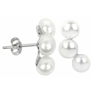 JwL Luxury Pearls JwL Luxury Pearls Ezüst fülbevaló három igazgyönggyel JL0283 kép