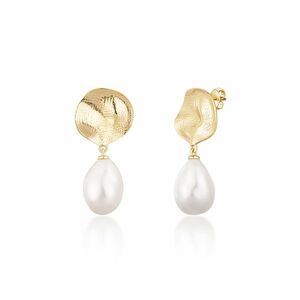 JwL Luxury Pearls JwL Luxury Pearls Gyönyörű aranyozott fülbevaló igazi barokk gyöngyökkel JL0724 kép