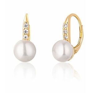 JwL Luxury Pearls JwL Luxury Pearls Sárga aranyozott fülbevaló gyöngyökkel és cirkónium kövekkel JL0769 kép
