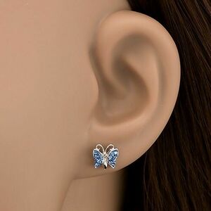 925 ezüst fülbevaló - pillangó kék szárnyakkal kép