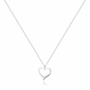 925 ezüst nyaklánc - szimmetrikus szív körvonala, csillogó átlátszó cirkónia kép