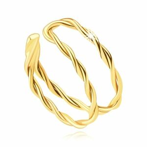 585 sárga arany piercing - duplán fonott kötél mintás fülbevaló kép