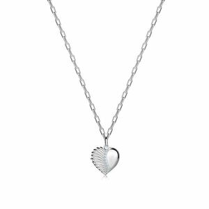 925 ezüst nyaklánc - szárnyas szív, cirkónia vonal, ovális láncszemekből álló lánc kép