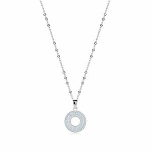 925 ezüst nyaklánc - cirkóniás kör, vékony lánc, gyöngyök kép