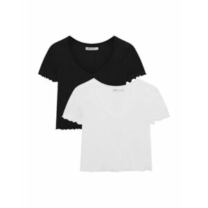 Pull&Bear Póló fekete / piszkosfehér kép