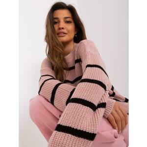 Női csíkos oversize pulóver LINIMA világos rózsaszín kép