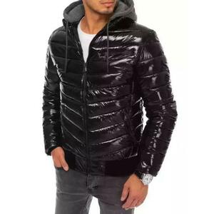 Férfi stílusos téli steppelt kabát kapucnival STREET fekete kép
