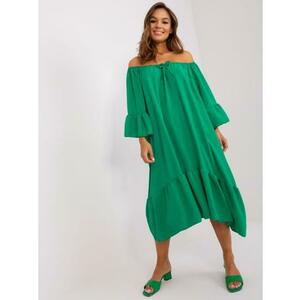 Női midi oversize fodros ruha JUDITA zöld kép
