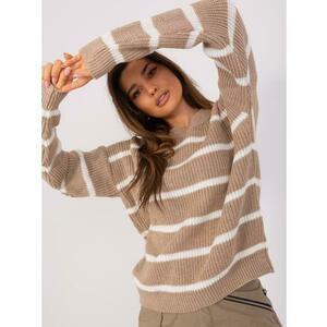 Női hosszú ujjú túlméretezett pulóver ANINA sötétbézs színű kép