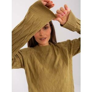 Női klasszikus mintás pulóver ALI olívazöld kép