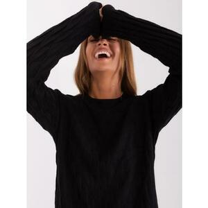 Női bordázott szegélyű pulóver NONNA fekete kép