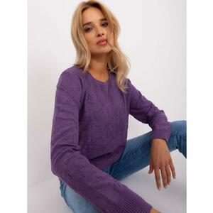 Női bordázott szegélyű pulóver CARIG lila kép