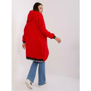 Női kapucnis pulóver hosszú cipzárral és ANYSU felirattal piros színű kép