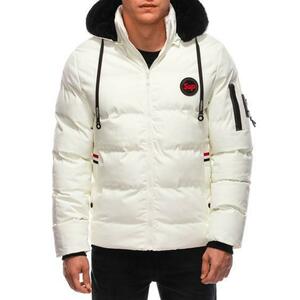 Férfi téli steppelt kabát C613 ekrü színű kép