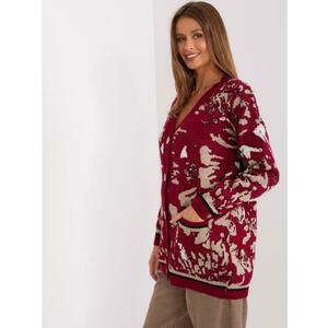 Női EMRD gyapjúkeverék pulóver bordó és bézs színben kép