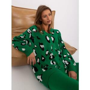 Női állatmintás pulóver HAU zöld kép