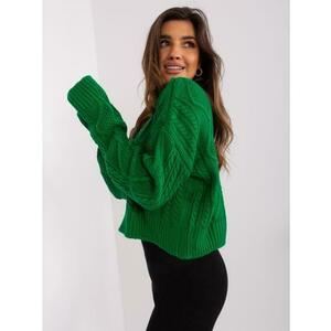 Női laza szabású pulóver TARA zöld kockás kép