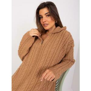 Női kockás cipzáras pulóver SABRINA barna kép