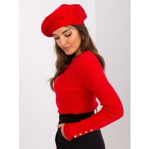 Női barett PAZ applikációval, piros színű kép
