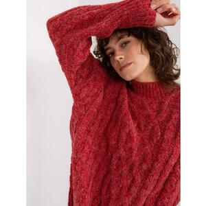 Női kockás pulóver bordázott szegéllyel ANA piros kép
