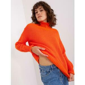 Női garbó bordás pulóver DARRT narancssárga kép