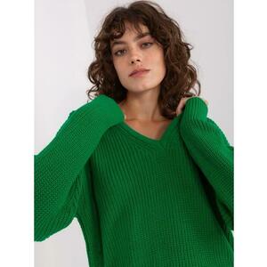 Női oversize v-nyakú pulóver ITFA zöld kép