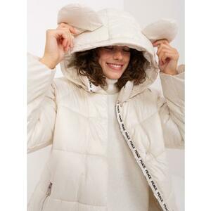 Női téli steppelt kapucnis dzseki ISIKA világos bézs kép