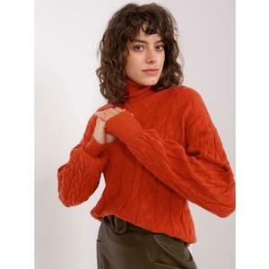 Női garbós pulóver kockás mintával UQA narancssárga kép