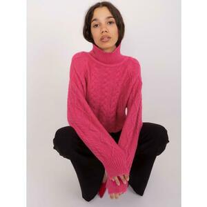 Női pulóver kockás és garbó SLAVA sötét rózsaszínű kép