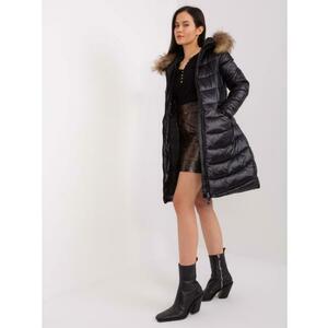 Női steppelt téli kabát szőrmével ACHADA fekete kép