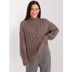 Női kockás és bordás pulóver ESSLA barna kép
