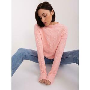 Női kerek nyakú pulóver kockás ALICA világos rózsaszín kép