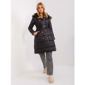 Női téli steppelt kabát gombokkal ADNAN fekete kép