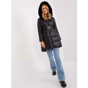 Női téli steppelt kabát övvel AMBORZA fekete kép
