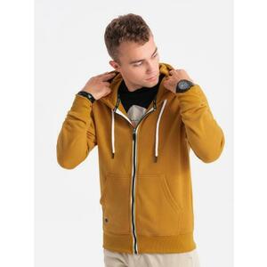 Férfi cipzáras kapucnis pulóver BASIC mustárszínű kép