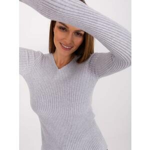 Női v-nyakú pulóver MINA szürke kép