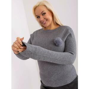 Női pomponos pulóver plusz méret WEA sötétszürke kép