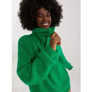 Női garbós pulóver nyakánál cipzárral POT zöld kép