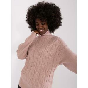 Női garbós pulóver szalaggal KOS rózsaszínű kép