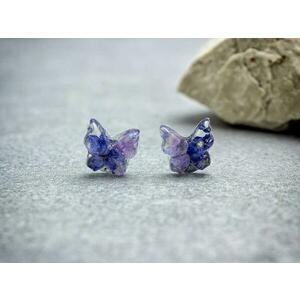 Kék nefelejcs pillangó műgyanta acél beszúrós fülbevaló kép