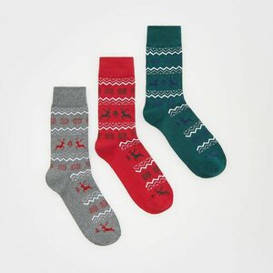 Reserved - 3 pár karácsonyi mintás zokni - Piros kép
