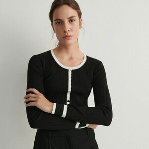 Reserved - Kontrasztszegélyes pulóver - Fekete kép