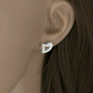 Fülbevaló 925 ezüstből, egyenetlen szív kontúr, szemcsés felület kép