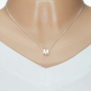 925 ezüst nyaklánc, fényes lánc, nagy nyomtatott M betű kép