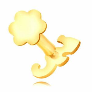 375 arany ajak-és áll piercing - tengeri csikó és egy kerek szirmú virág kontúrja kép
